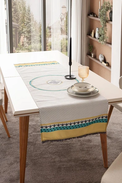 Safran Luxe, Duck Keten Runner, Premium Seri Kaymaz Runner 45x140