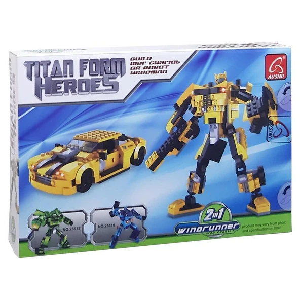 Ausini Titan Form Heroes 244 Parça 2 in 1 Araca Dönüşen Sarı Robot