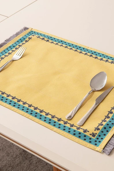 Safran Luxe, Duck Keten 6'lı Amerikan Servis, Supla, Kaymaz 40x50cm - 4