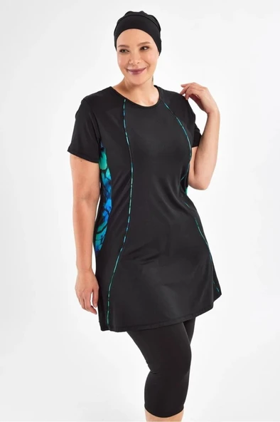 Maresiva 252803  Hollie Büyük Beden Kısa Kol Taytlı Mayo - Resim 5