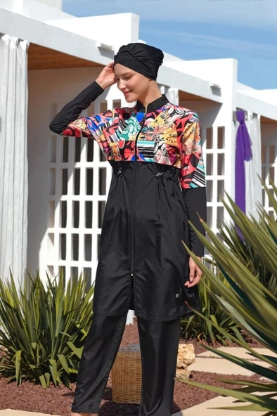 Maresiva 252506 Clare Siyah Tam Boy Tasarım Tesettür Mayo ürün görseli