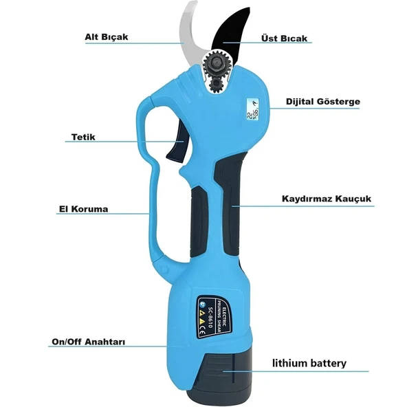 Suca SC 8610A LED Ekranlı Akülü Şarjlı Budama Makası 32 mm - 4