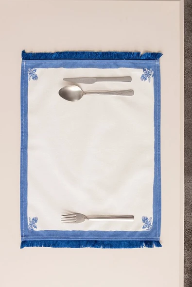 Elysian Blue, Premium Seri Duck Keten Amerikan Servis, 6'lı - 2