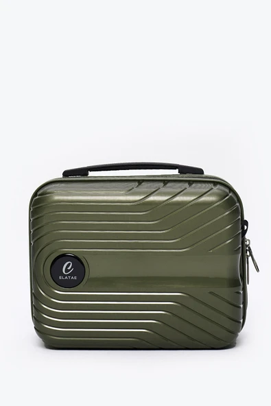 Elatae Exclusive Pro Polipropilen Kırılmaz 2'li Valiz Seti Orta Boy ve Makyaj 2'li Set Haki 5239 - Resim 4