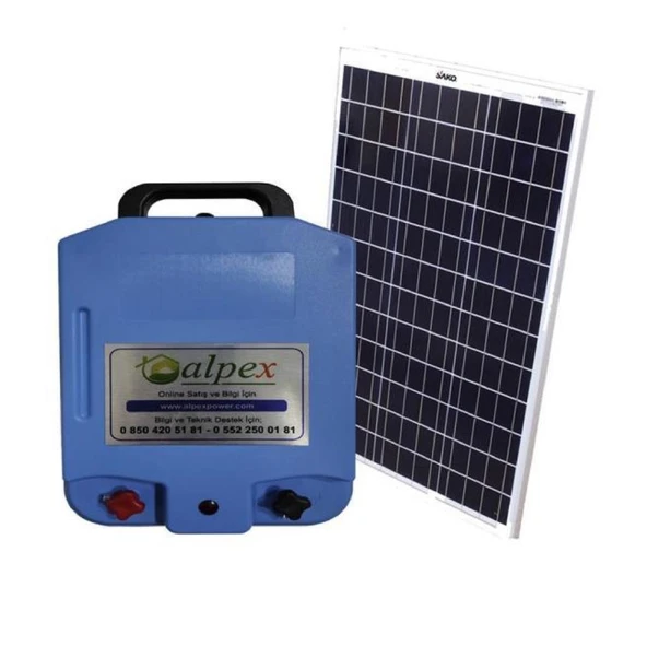 Alpex Elektrikli Çit Cihazı 25000 Volt Gece Modlu Model Panellı Set