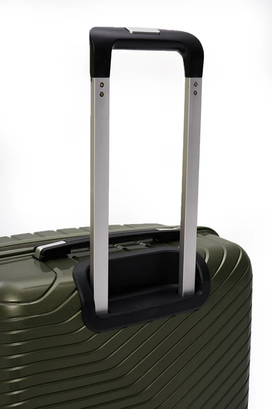 Elatae Exclusive Pro Polipropilen Kırılmaz 2'li Valiz Seti Orta Boy ve Makyaj 2'li Set Haki 5239 - Resim 7