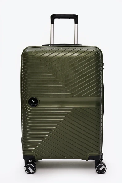 Elatae Exclusive Pro Polipropilen Kırılmaz 2'li Valiz Seti Orta Boy ve Makyaj 2'li Set Haki 5239 - Resim 2