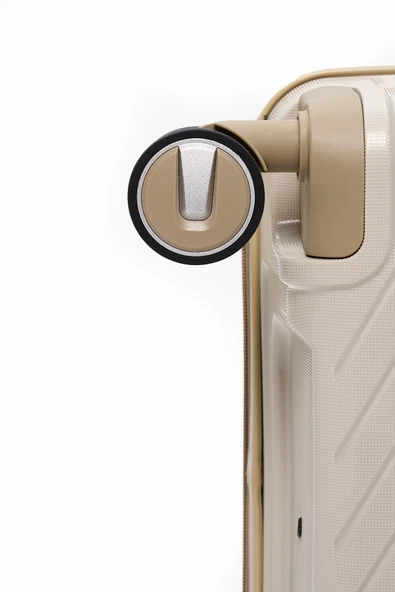 Elatae Exclusive Pro Polipropilen Kırılmaz 2'li Valiz Seti Orta Boy ve Makyaj 2'li Set Bej - Vizon 5239 - Resim 8