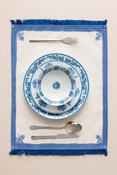 Elysian Blue, Premium Seri Duck Keten Amerikan Servis, 6'lı - 3