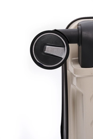 Elatae Exclusive Pro Polipropilen Kırılmaz 2'li Valiz Seti Orta Boy ve Makyaj 2'li Set Bej - Antrasit 5239 - Resim 6