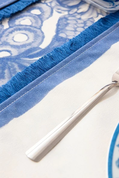 Elysian Blue, Premium Seri Duck Keten Amerikan Servis, 6'lı - 6