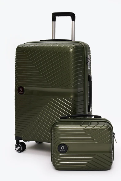 Elatae Exclusive Pro Polipropilen Kırılmaz 2'li Valiz Seti Orta Boy ve Makyaj 2'li Set Haki 5239 ürün görseli