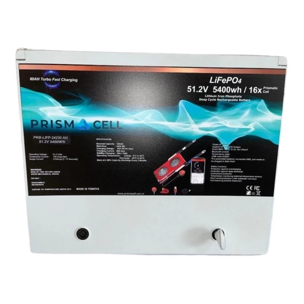 Prısmacell Lifepo4 51.2V 105Ah Prizmatik Smart Bluetooth Akü