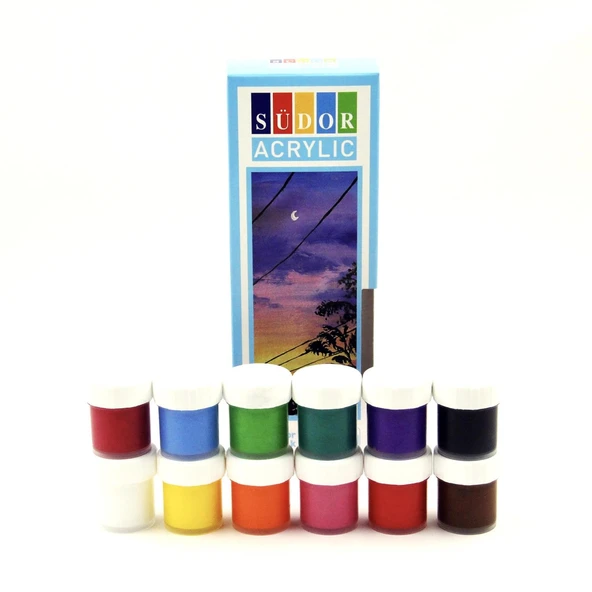 Südor Şişeli Su Bazlı Akrilik Boya 12 Renk 20 ml (SD126)