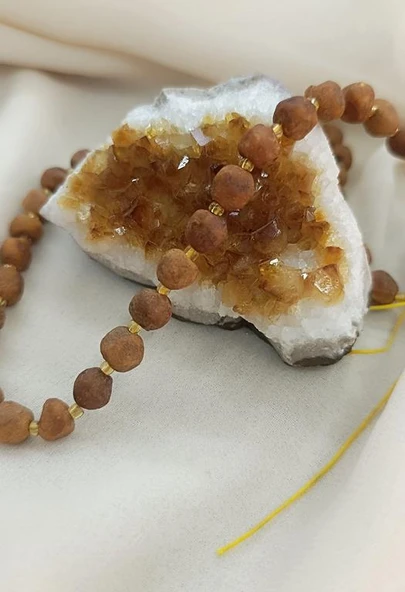 Kolye Fosil Kehribar Amber Doğaltaş Ayarlanabilir İp Yetişkin Kolyesi - 5