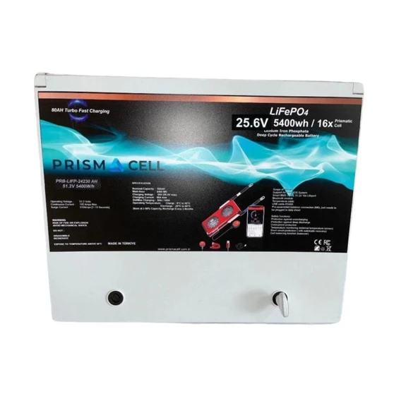 Prısmacell Lifepo4 25.6V 210Ah 5400Wh Prizmatik Smart Bluetooth Akü