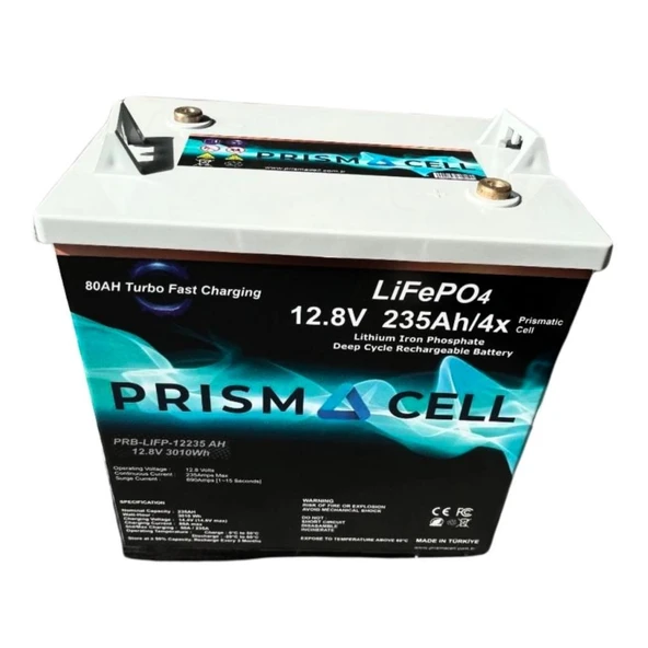 Prısmacell Lifepo4 12.8V 235Ah Turbo Fast Chargıng Akü Karavan Marin Solar Yaşam Aküsü