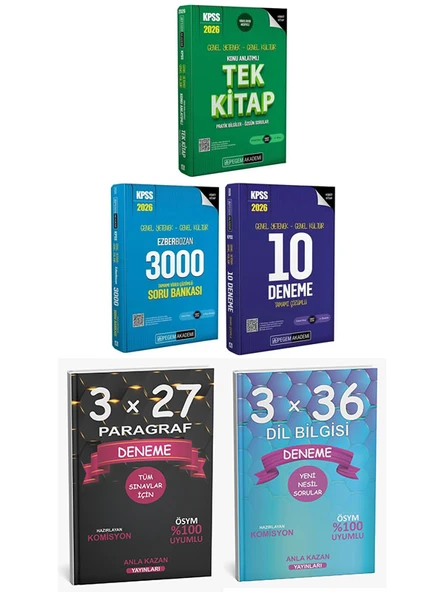 Pegem 2026 KPSS GYGK Tek Konu + 3000 Soru + 10 Deneme + Paragraf Dil Bilgisi Deneme 5 li Set - 3