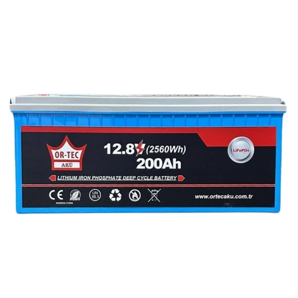 Ortec 12.8V 200Ah Lifepo4 Lityum Akü Yüksek Kapasiteli Enerji Depolama