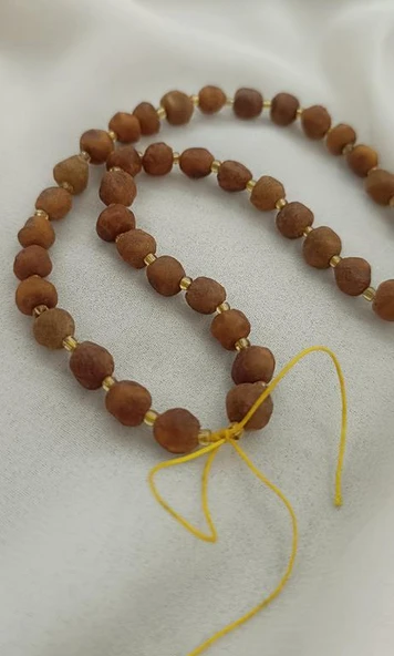 Kolye Fosil Kehribar Amber Doğaltaş Ayarlanabilir İp Yetişkin Kolyesi - 2