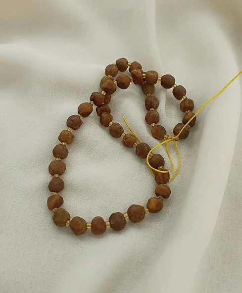 Kolye Fosil Kehribar Amber Doğaltaş Ayarlanabilir İp Yetişkin Kolyesi - 4