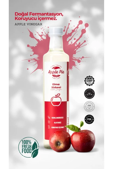 Applepiefoods Elma Sirkesi Net 500 ml Doğal Fermantasyon Apple Cider Vinegar - 3