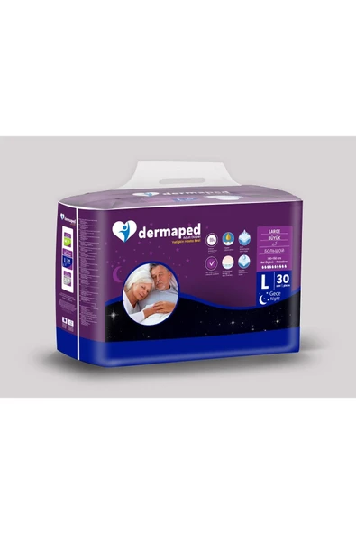 Dermaped Gece Large 100-150 cm 30'lu Bel bantlı Yetişkin Hasta Bezi