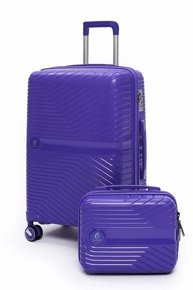 Elatae Exclusive Pro Polipropilen Kırılmaz 2'li Valiz Seti Orta Boy ve Makyaj 2'li Set Mor 5239 ürün görseli