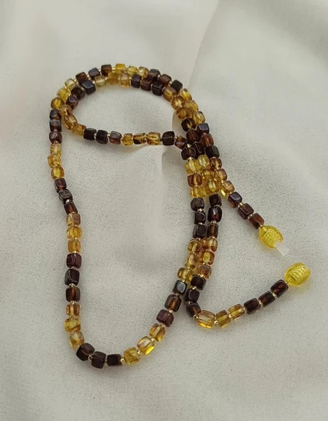 Kolye Kehribar Amber Doğaltaş Küp Kesim Karışık Renkli  Yetişkin Kolyesi - 4