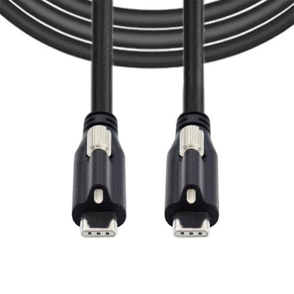 USB 3.1 Type-C to USB Type-C Kilitli Veri Güç Kablosu 3 metre - Resim 3