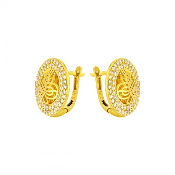 Altın Osmanlı Tuğralı Küpe T037661 - 1