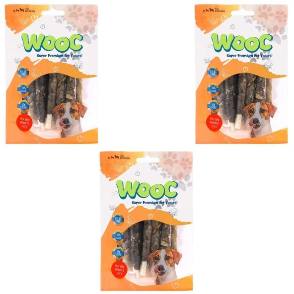 Wooc Balık Derisi Sargılı Sütlü Çubuk Köpek Ödül Maması 80gr x 3 Adet