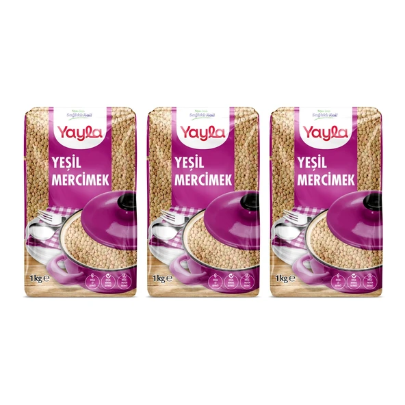 Yayla Yeşil Mercimek 1 kg 3 lü