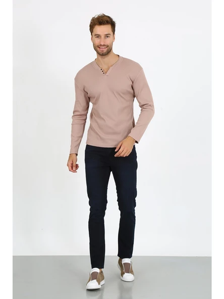 Uomo Park 5524 Yeni Sezon V Kesim Düğmeli Kaşkorse Kazak