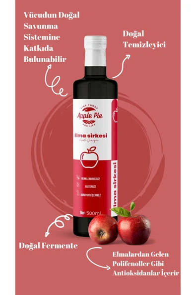Applepiefoods Elma Sirkesi Net 500 ml Doğal Fermantasyon Apple Cider Vinegar - 4