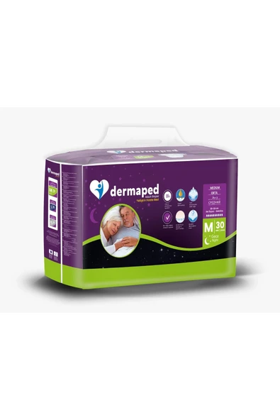 Dermaped Gece MEDİUM 85-125 cm 30'lu Bel bantlı Yetişkin Hasta Bezi