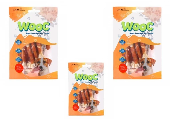 Wooc Tavuk Sargılı Kalsiyum Kemikli Köpek Ödül Maması 80gr X 3 adet ürün görseli 1