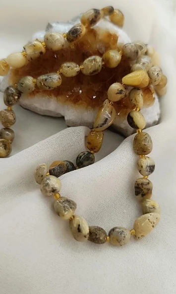 Kolye Damla Kehribar Amber Doğaltaş Yetişkin Kolyesi - 3