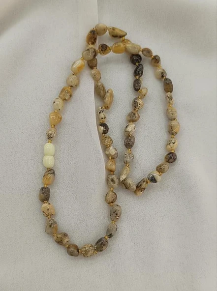 Kolye Damla Kehribar Amber Doğaltaş Yetişkin Kolyesi - 6