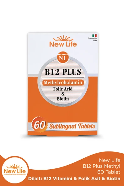 New Life B12 Plus 60 Dilaltı Tablet - B12 Vitamini - Folik Asit - Biotin