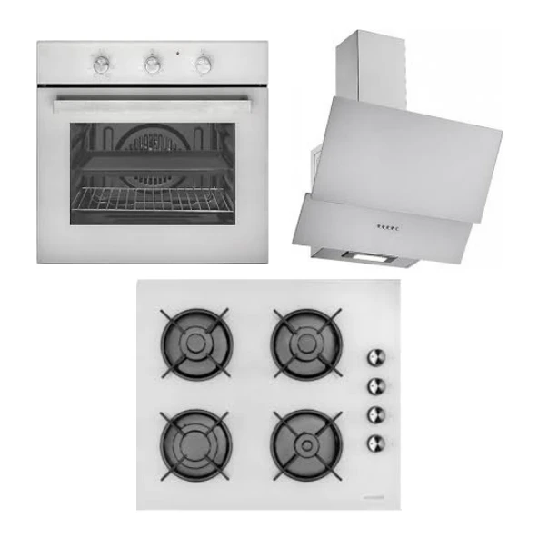Eminçelik  EC-AO 2160 BP W60-EC-CH 1454 PB W60- EC-AH 1240 WG60 ENG Beyaz Ankastre Set-5