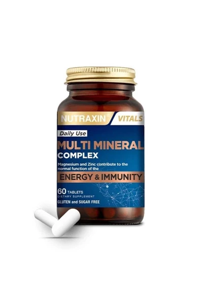 Nutraxin Multi Mineral Complex 60 Tablet Magnezyum, Kalsiyum, Çinko, Demir, İyot, Krom - Resim 2
