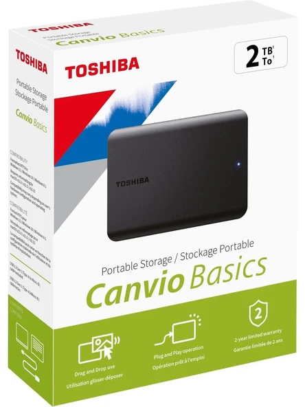 Toshiba Canvio Basics 2TB 2.5" USB3.2 G1 Siyah HDTB520EK3AA Harici HardDisk ürün görseli