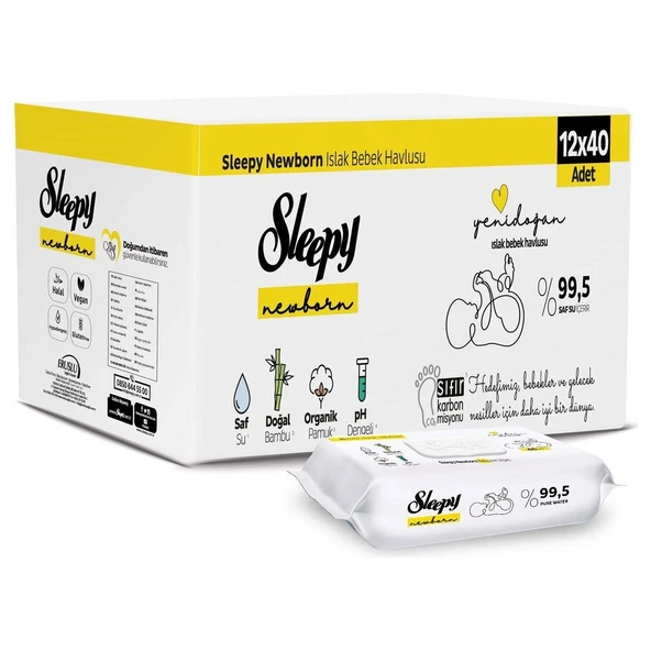 Sleepy Yenidoğan Islak Bebek Havlusu 12x40 (480 Yaprak) - Resim 2