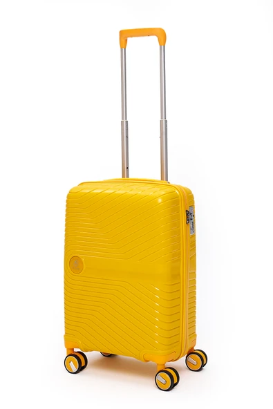 Elatae Exclusive Pro Polipropilen Kırılmaz 2'li Valiz Seti Kabin Boy ve Makyaj 2'li Set Sarı 5239 - Resim 3