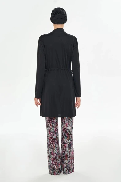 Rozamay 253125 Carter  Siyah Tam Boy Lycralı Dijital Desen Tesettür Mayo - Resim 3