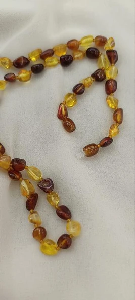 Kolye Damla Kehribar Amber Karışık Renkli Doğaltaş Yetişkin Kolyesi - 2