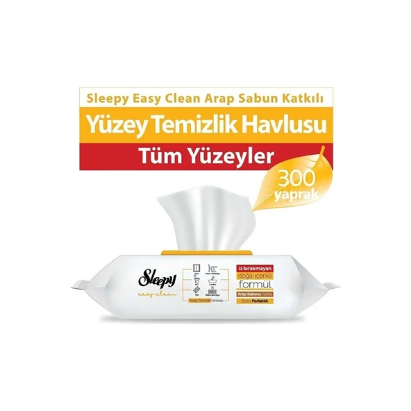 Sleepy Easy Clean Arap Sabunu Katkılı Yüzey Temizlik Havlusu 3X100 (300 Yaprak) ürün görseli