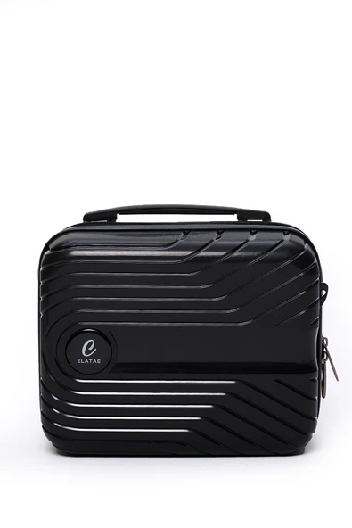 Elatae Exclusive Pro Polipropilen Kırılmaz 2'li Valiz Seti Kabin Boy ve Makyaj 2'li Set Siyah 5239 - Resim 4