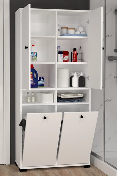 ATLAS NO.2 6 RAFLI 2 SEPETLİ BANYO DOLABI